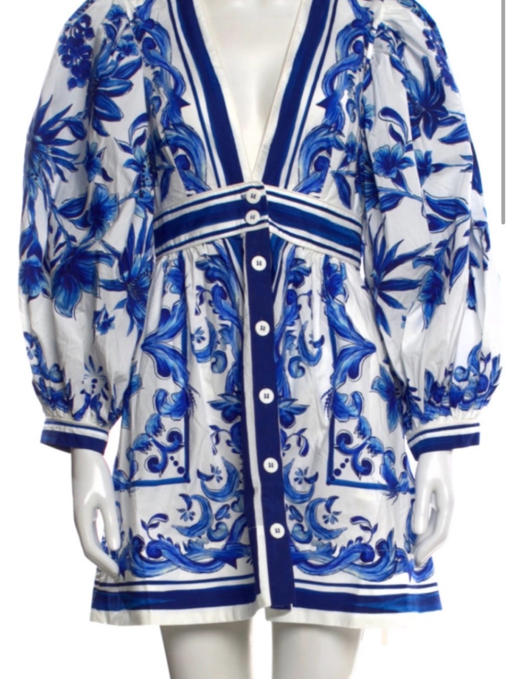 FARM Rio Blue and White Floral Mini Dress
